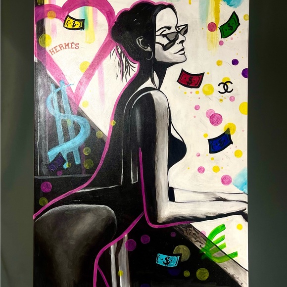 LAST ONE Acrylic Pop Art painting “Looking into bright future” Alecmonopoly styl - Picture 6 of 6